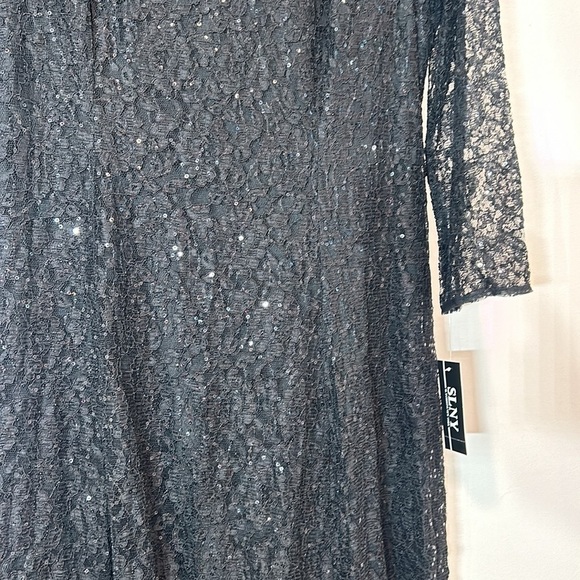 S.L.N.Y Fashions Women's Midi Length Sequin Lace Fit n Flare Dress plus 14 black - Picture 4 of 9